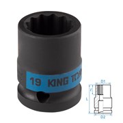 Головка торцевая ударная двенадцатигранная 1/2", 19 мм KING TONY 453019M TONY