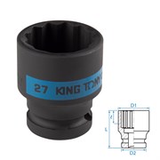 Головка торцевая ударная двенадцатигранная 1/2", 27 мм KING TONY 453027M TONY