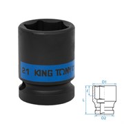 Головка торцевая ударная шестигранная 1/2", 21 мм KING TONY 453521M TONY