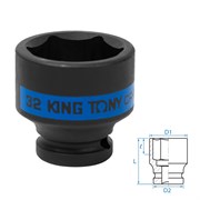 Головка торцевая ударная шестигранная 1/2", 32 мм KING TONY 453532M TONY