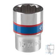 Головка торцевая стандартная двенадцатигранная 3/8", 15 мм KING TONY 333015M TONY