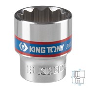 Головка торцевая стандартная двенадцатигранная 3/8", 19 мм KING TONY 333019M TONY