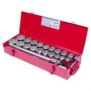 Набор торцевых головок с принадлежностями 3/4", двенадцатигранные, 22-50 мм, 1"-2", 24 предмета KING TONY 6224CR TONY