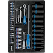 Набор ударных головок 1/2" и торцевых головок 1/4" с принадлежностями, ложемент, 40 предметов KING TONY 9-7540MR TONY