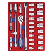 Набор торцевых головок 1/2" с принадлежностями, шестигранные, ложемент, 28 предметов МАСТАК 5-004028 5-004028