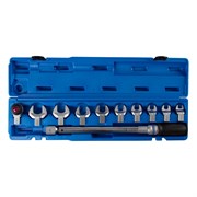 Динамометрический ключ серии "FIT", 14х18 мм с набором рожковых насадок 13-30 мм, 40-200 Нм, кейс KING TONY 345202D11MR TONY