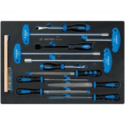 Набор напильников, ключей торцевых Т-типа, съемники клипс и металлическая щетка, ложемент, 13 предметов KING TONY 9-90413TQV TONY