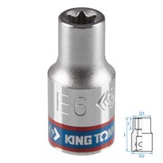 Головка торцевая TORX Е-стандарт 1/4", E6, L = 24 мм KING TONY 237506M TONY