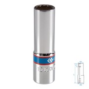 Головка торцевая глубокая двенадцатигранная 3/8", 12 мм KING TONY 323012M Tony