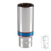 Головка торцевая глубокая двенадцатигранная 3/8", 17 мм KING TONY 323017M Tony