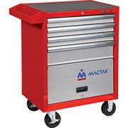 Тележка инструментальная, 4 выдвижных ящика и отсек, "ПРИМА", красная МАСТАК 522-04581R 522-04581R