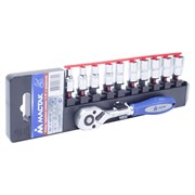 Набор торцевых головок с трещоткой 1/4", 4-13 мм, 11 предметов МАСТАК 0-2011H 0-2011H