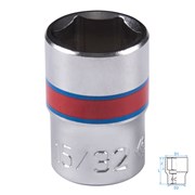 Головка торцевая стандартная шестигранная 1/4", 15/32", дюймовая KING TONY 233515S TONY