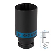 Головка торцевая ударная глубокая двенадцатигранная 1/2", 30 мм KING TONY 443030M TONY