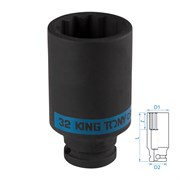 Головка торцевая ударная глубокая двенадцатигранная 1/2", 32 мм KING TONY 443032M TONY