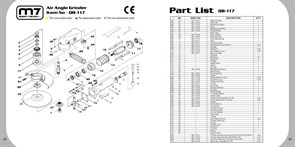 Ремкомплект для шлифмашины пневматической (УШМ) QB-117, подшипник качения MIGHTY SEVEN QB-117P05 SEVEN