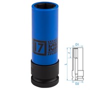 Головка торцевая ударная глубокая 1/2", 17 мм, тонкостенная, пластиковая защита KING TONY 494517M TONY