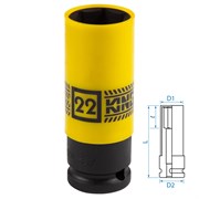 Головка торцевая ударная глубокая 1/2", 22 мм, тонкостенная, пластиковая защита KING TONY 494522M TONY