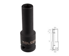 Головка торцевая ударная глубокая шестигранная 1/2", 9 мм TOLSEN TT18259 TT18259
