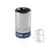 Головка торцевая TORX Plus 1/2", EP22, L = 45 мм KING TONY 433E22M TONY