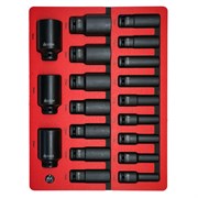 Набор ударных глубоких торцевых головок 1/2", шестигранные, 10-36 мм, ложемент, 19 предметов МАСТАК 5-064019 5-064019