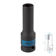 Головка торцевая ударная глубокая двенадцатигранная 1/2", 11 мм KING TONY 443011M TONY