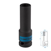 Головка торцевая ударная глубокая двенадцатигранная 1/2", 12 мм KING TONY 443012M TONY