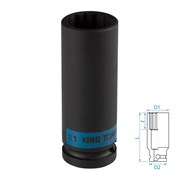 Головка торцевая ударная глубокая двенадцатигранная 1/2", 21 мм KING TONY 443021M TONY