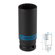 Головка торцевая ударная глубокая двенадцатигранная 1/2", 22 мм KING TONY 443022M TONY