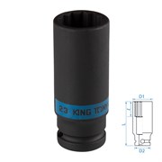 Головка торцевая ударная глубокая двенадцатигранная 1/2", 23 мм KING TONY 443023M TONY