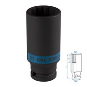 Головка торцевая ударная глубокая двенадцатигранная 1/2", 27 мм KING TONY 443027M TONY