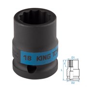 Головка торцевая ударная двенадцатигранная 1/2", 18 мм KING TONY 453018M TONY