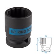 Головка торцевая ударная двенадцатигранная 1/2", 22 мм KING TONY 453022M TONY