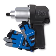 Гайковерт пневматический ударный 1/2", 678 Нм, в комплекте перчатки антивибрационные KING TONY P33411-040E TONY
