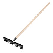 Грабли стальные, 420х1300 мм, 16 витых зубьев, деревянный черенок, Сибртех 61763