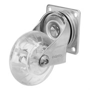 Колесо ПУ прозрачное поворотное d-50 мм, крепление платформенное Сибртех 68732