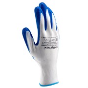 Перчатки полиэфирные с синим нитрильным покрытием, размер L, 15 класс вязки Сибртех 67862