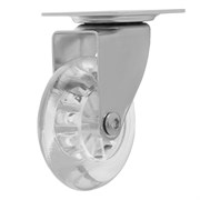 Колесо ПУ прозрачное поворотное d-75 мм, крепление платформенное Сибртех 68733