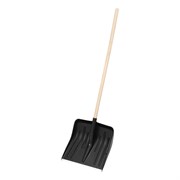 Лопата для уборки снега пластиковая, 420 х 425 х 1550 мм, деревянный черенок, Сибртех 61580