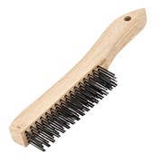 Щетка зачистная четырехрядная, закаленная прямая проволока с деревянной ручкой Сибртех 74804