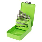Набор сверл по металлу, 1-10 мм, (через 0.5 мм +3.2 и 4.8 мм) HSS 21 шт, металлический бокс, цилиндрический хвостовик Сибртех 723756