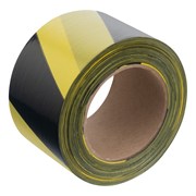 Лента сигнальная, 75 мм х 200 м, черно-желтая Сибртех 89034