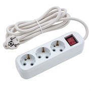 Удлинитель бытовой 3 м, 10A, тип УХз10, с заземлением и выключателем, 3 розетки, Сибртех 96081