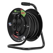 Удлинитель силовой на кабельной катушке, ПВС, 25 м, 4 розетки с крышкой, IP44, 16А, УХз16, Сибртех 96047