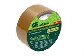 Лента клейкая двусторонняя, 38 мм х 5 м, на тканевой основе Сибртех 887105