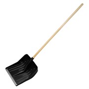 Лопата для уборки снега пластиковая, 400х420х1425 мм, деревянный черенок 1 сорт, Сибртех 615805