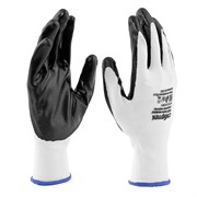 Перчатки полиэфирные с черным нитрильным покрытием, размер 9, 13 класс вязки Сибртех 678635