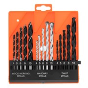 Набор сверл по бетону, металлу, дереву 4-5-6-8-10 мм, 15 шт, пластиковый бокс, цилиндрический хвостовик Sparta 725085