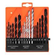 Набор сверл по бетону, металлу, дереву 3-4-5-6-8-10 мм, 18 шт, пластиковый бокс, цилиндрический хвостовик Sparta 725305