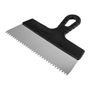 Шпатель из нержавеющей стали, 250 мм, зуб 4 х 4 мм, пластмассовая ручка Sparta 85156